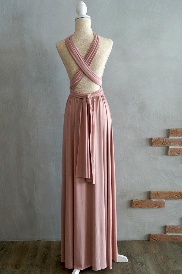 A-line Floor-Length Criss-Cross Straps Blush Satin Bridesmaid Dress US16 / Custom Color A-line Floor-Length Criss-Cross Straps Blush Satin Bridesmaid Dress US16 / Custom Color
