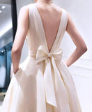 A-line High Low V Neck Short Prom Dress Homecoming Dress HD0063 - Tirdress