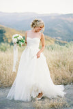 A-line Illusion Tulle Vintage Outdoor Ivory Wedding Dress WD118 - Tirdress