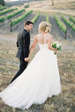 A-line Illusion Tulle Vintage Outdoor Ivory Wedding Dress WD118 - Tirdress