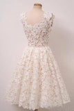 A-line Ivory Lace Homecoming Dresses Square Neck Short Prom Dress HD0061 - Tirdress