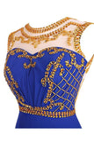 A-line Knee Length Chiffon Royal Blue Homecoming Dress With Beading TR0131 - Tirdress