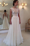 A-line Lace Top Backless Long Beach Wedding Dress Bridal Gowns WD021 - Tirdress