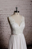 A-line Lace V-Neck Backless Sheath Long Wedding Dress WD058 - Tirdress