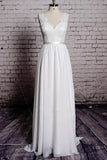 A-line Lace V-Neck Backless Sheath Long Wedding Dress WD058 - Tirdress