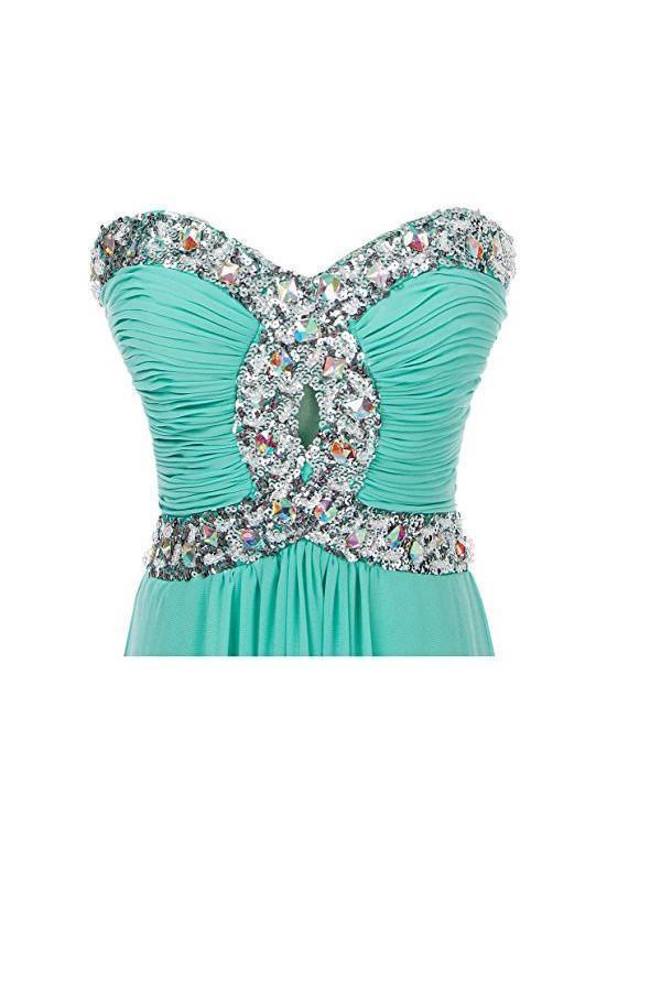 A-line Long Chiffon Prom Dress Evening Gown Crystal Beaded PG250 - Tirdress
