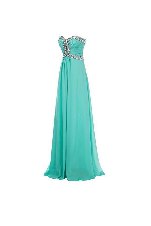 A-line Long Chiffon Prom Dress Evening Gown Crystal Beaded PG250 - Tirdress