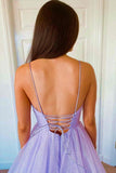 A-line V Neck Princess Lavender Tiered Tulle Prom Formal Dress TP1071 - Tirdress