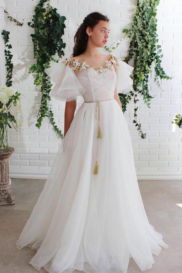A-Line Short Sleeves Long Prom Dresses Organza Evening Dress TP0946 US16 / As Picture A-Line Short Sleeves Long Prom Dresses Organza Evening Dress TP0946 US16 / As Picture