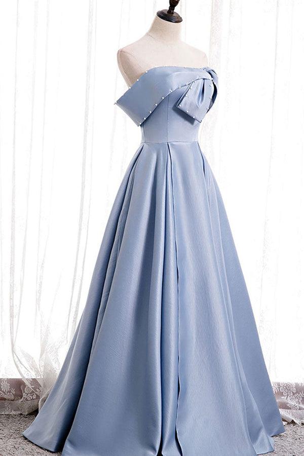 A-line Off-the-shoulder Beaded Floor-Length Satin Prom Dress Tirdress A-line Off-the-shoulder Beaded Floor-Length Satin Prom Dress Tirdress