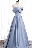 A-line Off-the-shoulder Beaded Floor-Length Satin Prom Dress TP1085 - Tirdress