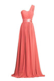 A-line One-Shoulder Floor-length Empire Bridesmaid Dress With Sash TY0001