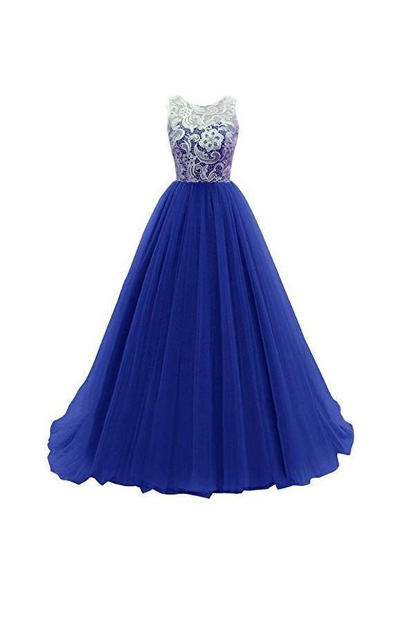 A-line Prom Dress lace bridesmaid long evening gowns PG246 - Tirdress
