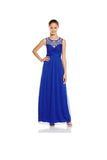 A-ligne bleu royal perles longue robe de bal robe de soirée PG270