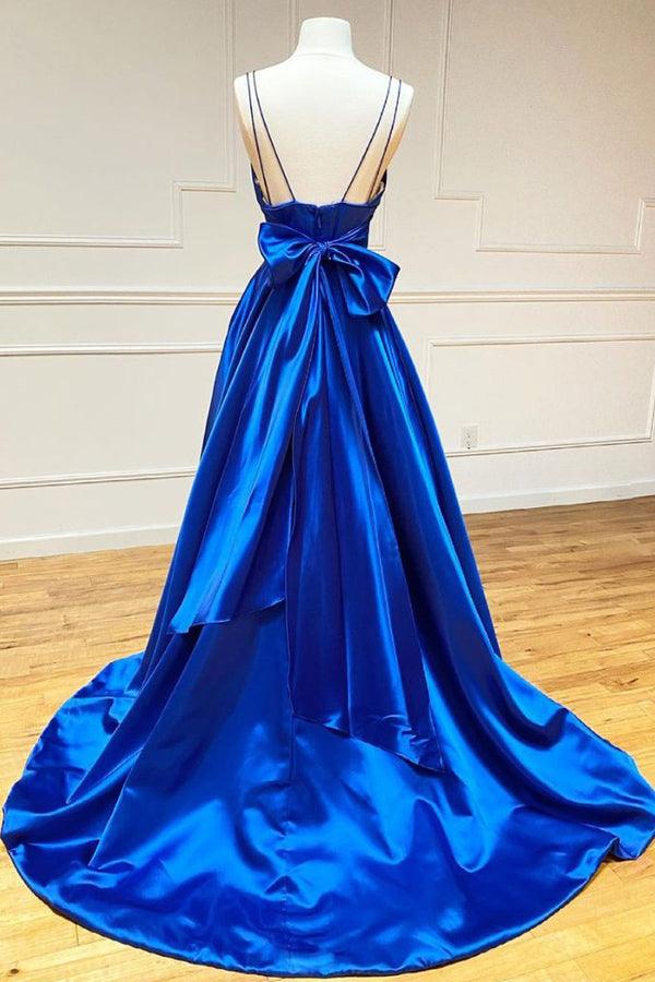 A-line Satin V Neck Royal Blue Prom Dresses Evening Dresses TP1024 Tirdress A-line Satin V Neck Royal Blue Prom Dresses Evening Dresses TP1024 Tirdress