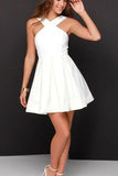 A-line  Satin White Short Prom Dress Homecoming Dress PG149