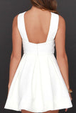 A-line Satin White Short Prom Dress Homecoming Dress PG149 - Tirdress