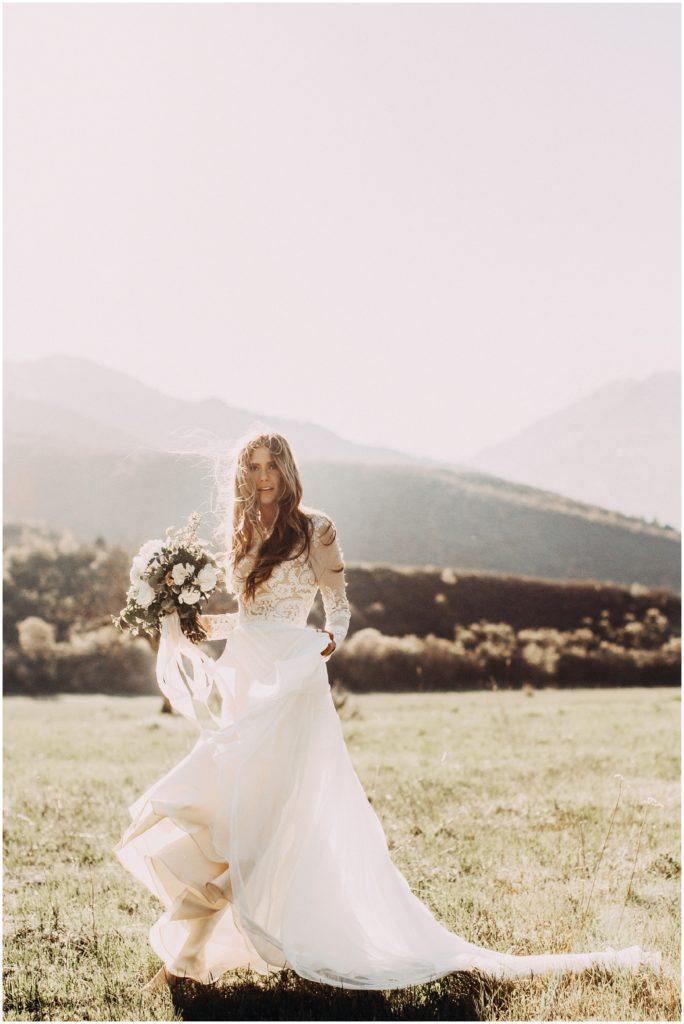 A-line Scoop Lace Wedding Dress Long Sleeve Rustic Wedding Dresses TN254 - Tirdress