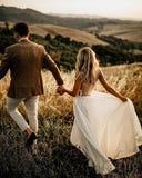 A-line See Through Floor Length Beach Wedding Dresses Rustic Bridal Gown TN248 - Tirdress