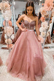 A-Linie, ärmelloses Schatz-Abschlussballkleid, Organzakleid mit Perlenstickerei TP1078