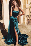 A-line Spaghetti Straps Long Prom Dresses Formal Gowns TP0928