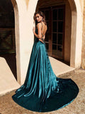 A-line Spaghetti Straps Long Prom Dresses Formal Gowns TP0928- Tirdress