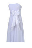 A-line Strapless Floor Length Chiffon White Bridesmaid Dress with Sash BD026 - Tirdress