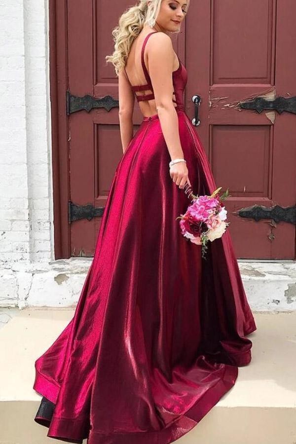 A-line Straps Navy Blue Backless Long Prom Dress with Pockets TP0939 Tirdress A-line Straps Navy Blue Backless Long Prom Dress with Pockets TP0939 Tirdress