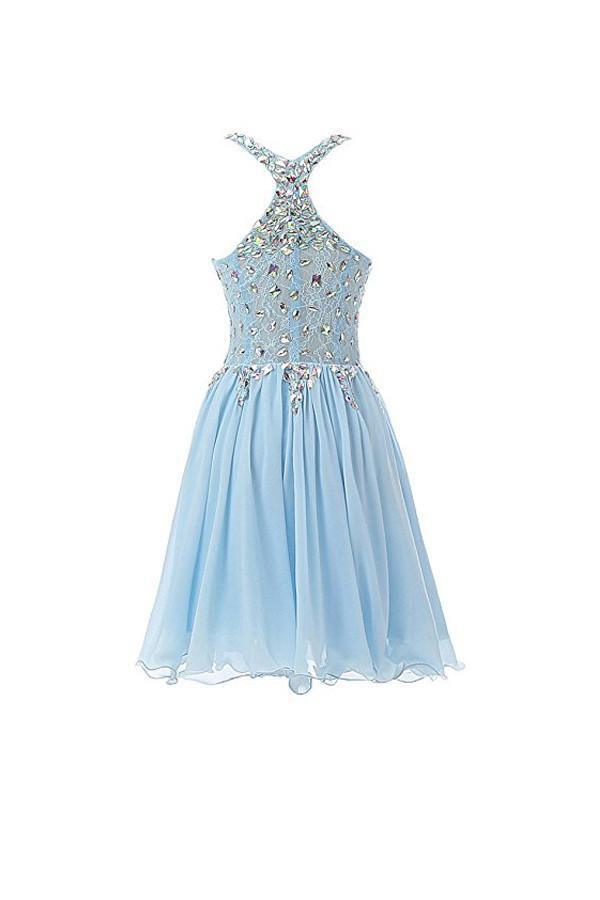 A-line Straps Short Prom Dress V Neck Beads Homecoming Dress US8 / Custom Color A-line Straps Short Prom Dress V Neck Beads Homecoming Dress US8 / Custom Color