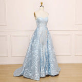 A-line Sweetheart Blue Lace Long Wedding Dress With Appliques TN234 - Tirdress