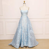 A-line Sweetheart Blue Lace Long Wedding Dress With Appliques TN234 - Tirdress