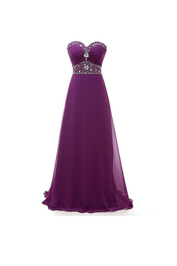 A-line Sweetheart Chiffon Long Prom Dresses Evening Dresses PG249 - Tirdress
