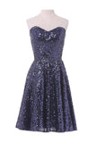 A-line Sweetheart Knee Length Sequined Homecoming Dress With Beads TR0150 - Tirdress