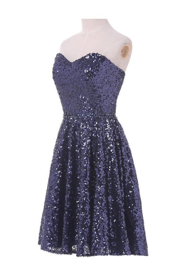 A-line Sweetheart Knee Length Sequined Homecoming Dress With Beads TR0150 - Tirdress