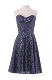 A-line Sweetheart Knee Length Sequined Homecoming Dress With Beads TR0150