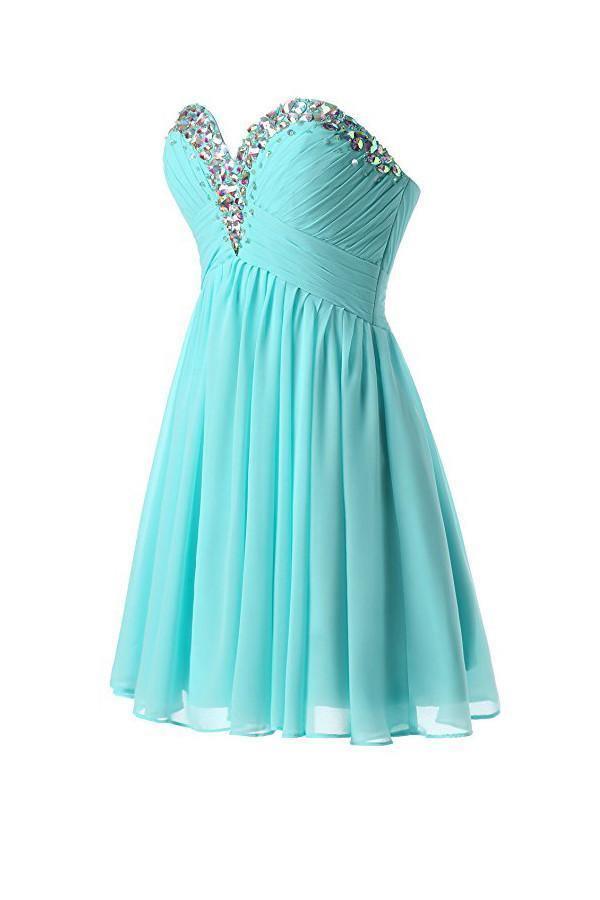 A-line Sweetheart Mini Chiffon Evening Gowns Homecoming Dresses PG059 - Tirdress