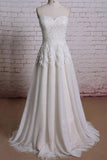 A-line Sweetheart Sweep Train Tulle Appliques Wedding Dresses WD174 - Tirdress