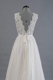A-line V-Neck Sashes Appliques Beach Wedding Dress WD170 - Tirdress