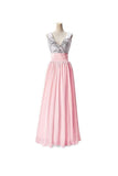 A-line V-neck Sequins Top Chiffon Long Prom Dresses Evening Dresses PG275