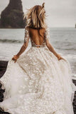 A-line Wedding Dresses With Long Sleeves Lace Bridal Gowns TN292 - Tirdress