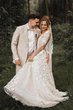 A-line Wedding Dresses With Long Sleeves Lace Bridal Gowns TN292 - Tirdress