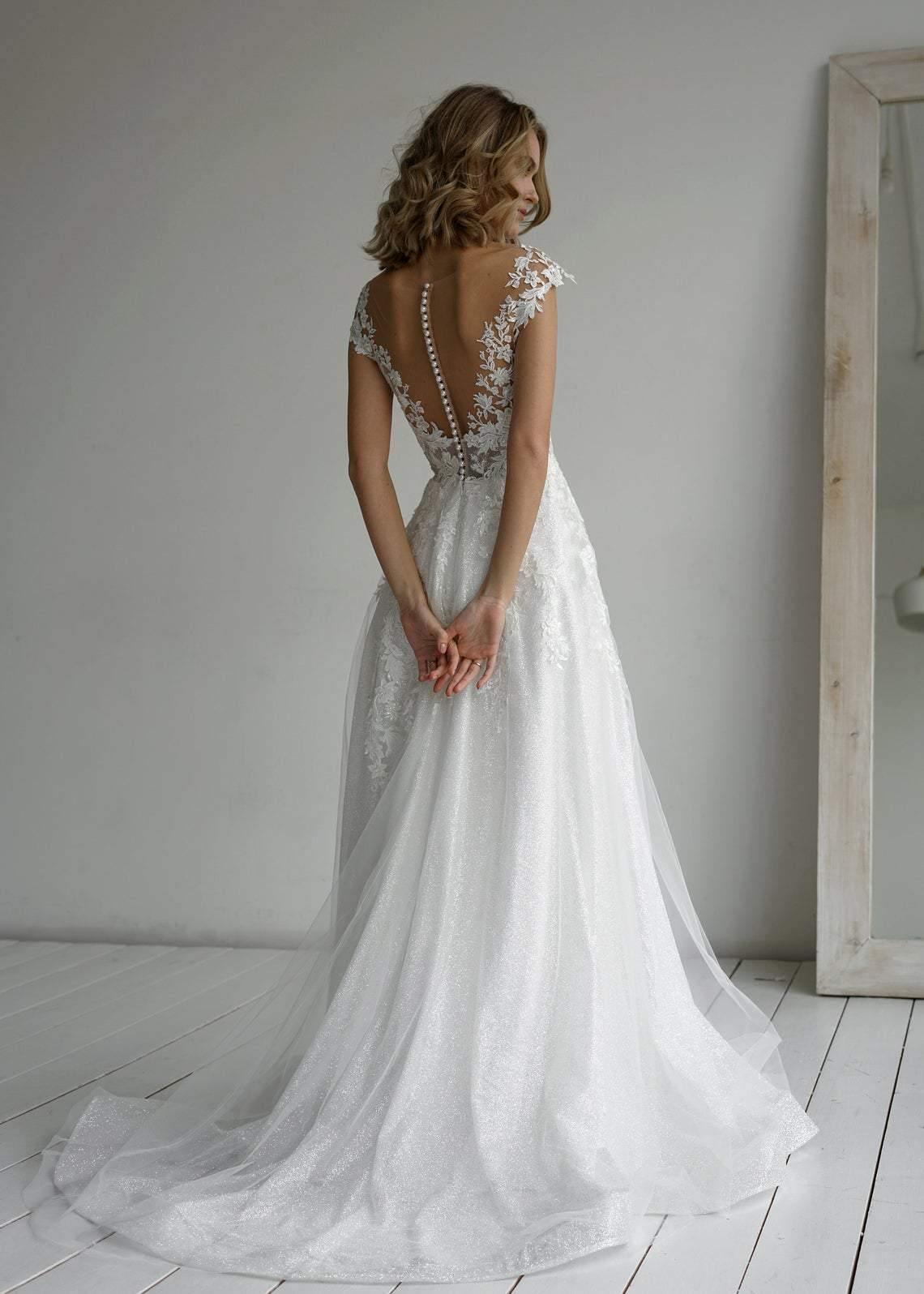 A-line elegant Ball Gown Glitter fabric Sweetheart Wedding Dress With Appliques TN230 - Tirdress