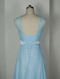 Baby Blue Lace Tank Bridesmaid Dresses For Wedding Party BD012 - Tirdress