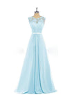 Baby Blue Lace Tank Bridesmaid Dresses For Wedding Party BD012