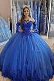 Ballkleid mit abnehmbaren langen Ärmeln, Quinceanera-Kleider, Brautkleider TN322