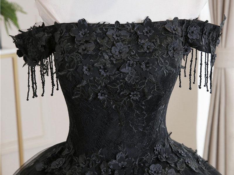 Ball Gown Black Tulle Off The Shoulder Prom Dress Evening Dress TP1027 Tirdress Ball Gown Black Tulle Off The Shoulder Prom Dress Evening Dress TP1027 Tirdress