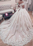 Ball Gown Off The Shoulder Lace Applique Wedding Dress Bridal Gown TN259 - Tirdress