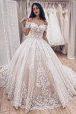 Ball Gown Off The Shoulder Lace Applique Wedding Dress Bridal Gown TN259 - Tirdress