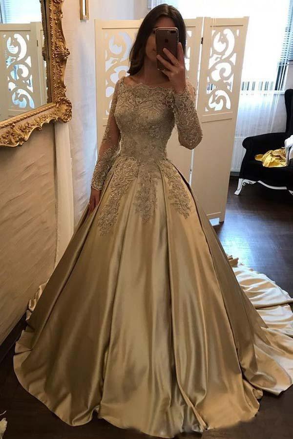 Ball Gown Off-the-Shoulder Satin Prom/Evening Dress PG499 - Tirdress