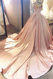 Ball Gown Pink Sweetheart Lace Prom Formal Dress With Court Train TP1074 - Tirdress